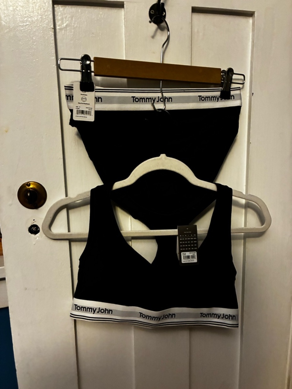 Tommy John signature Cotton Black & White Logo Band Sports Bralette & Bikini Set